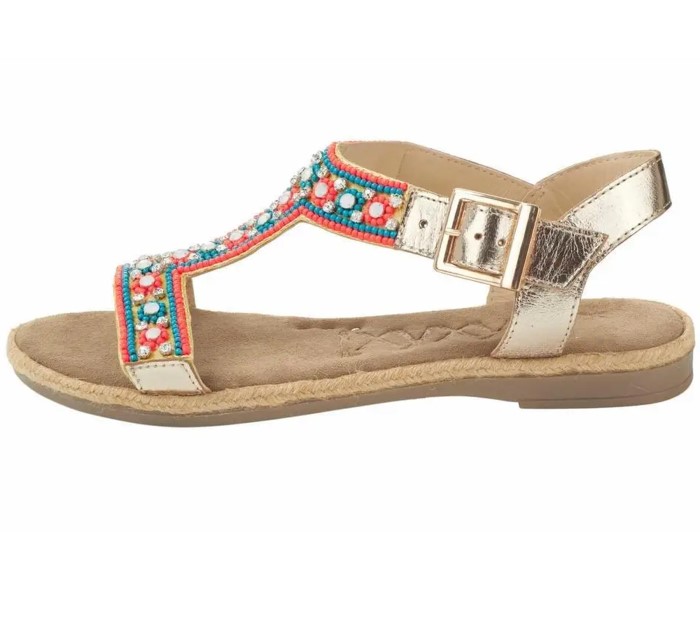 Δερμάτινο σανδάλι διακόσμηση με στρας και μαργαριτάρια