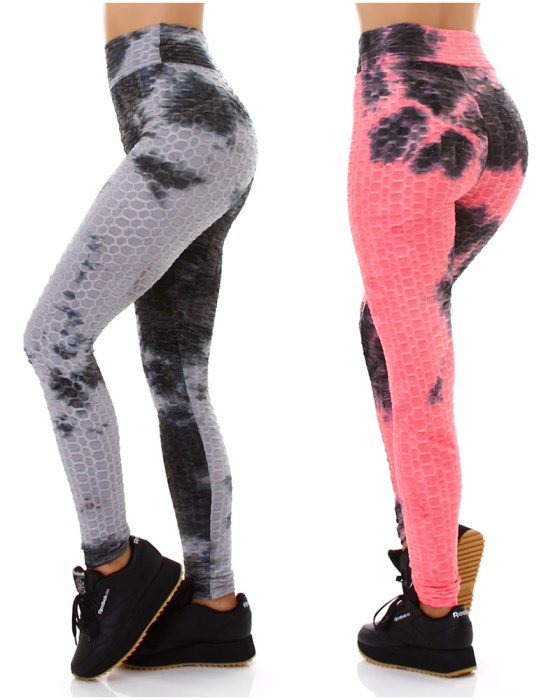 Push Up κολάν ψιλόμεσο με ανάγλυφη,κυψελωτή υφή multicolor