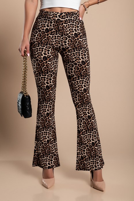 Animal print Κολάν σε ριμπ πλέξη,τελείωμα σε ελαφριά καμπάνα