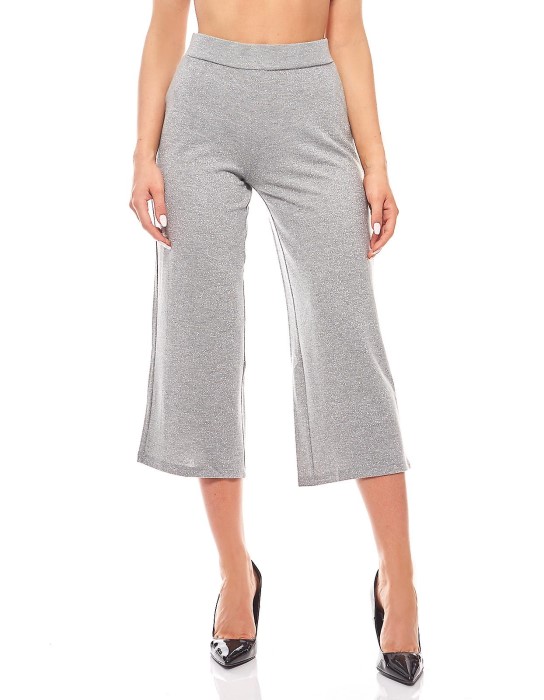 Ζιπ κιλότ με lurex ασημί νήματα
