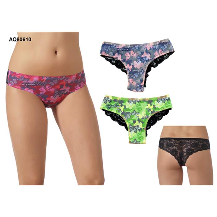 Slip brazil με δαντέλα πίσω και τύπωμα μπροστά(LEIZER)