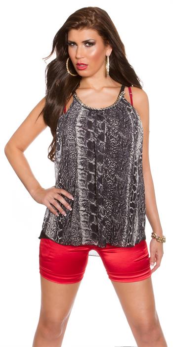 SNAKEPATTERN TOP + CHAIN & FRINGED BACKSIDE