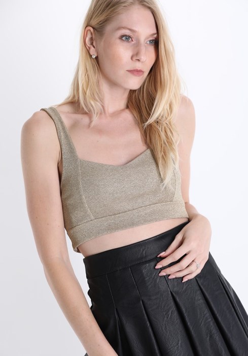 CROP TOP LUREX ΜΕ ΦΑΡΔΙΕΣ ΤΙΡΑΝΤΕΣ