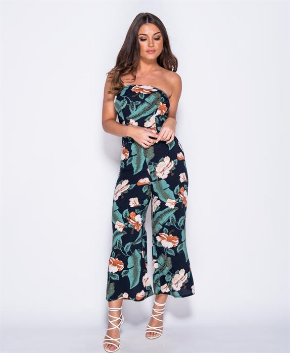 Ολόσωμη φόρμα στράπλες με floral σχέδιο