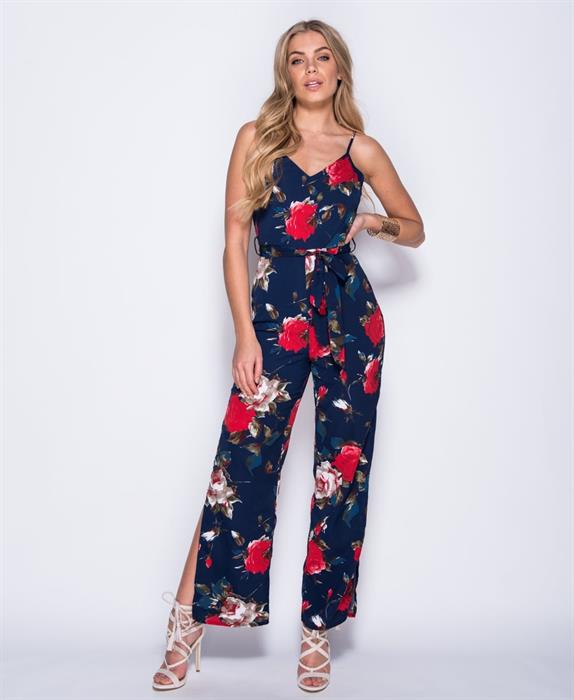 Ολόσωμη φόρμα με floral σχέδιο και σκίσιμο στα πόδια