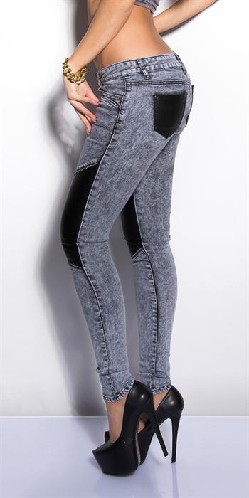 Τζίν ελαστικό Χημηλόμεσο Slim Fit-λεπτομέρειες δέρμα