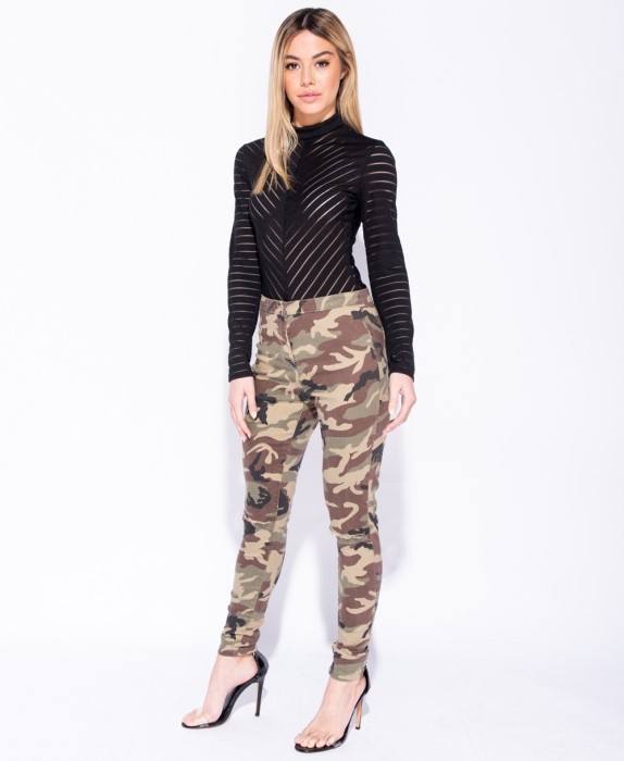 Denim παντελόνι συσφικτικό Camouflage Print
